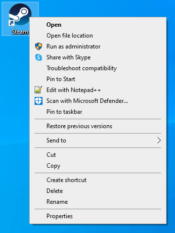 Right-click Steam's icon and select "Open file location".