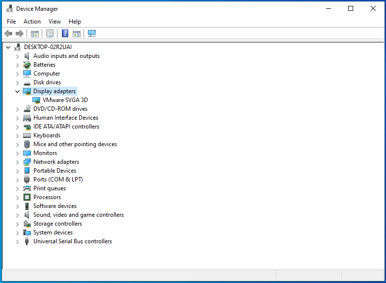 Double-click on Display Adapters in the Device Manager app.