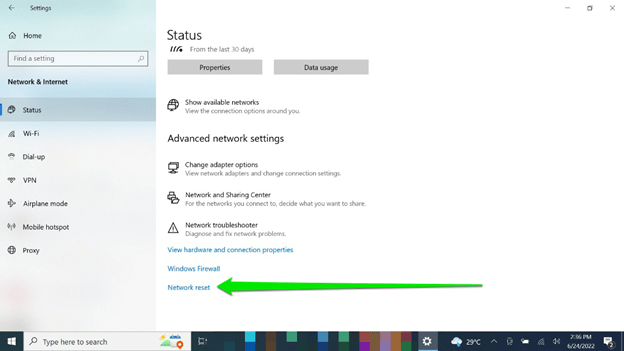 Reset your PC’s network and restart your computer to remove the misconfigurations