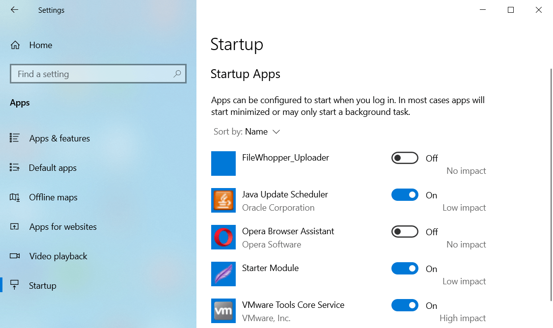 Disable unnecessary programs under Startup Apps.
