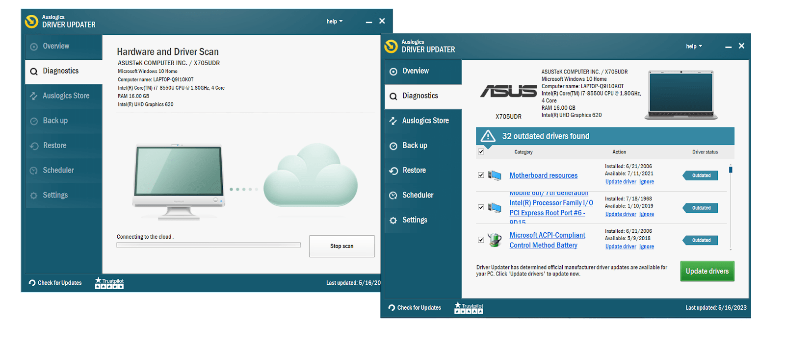 Use Auslogics driver updater to update your drivers in one click